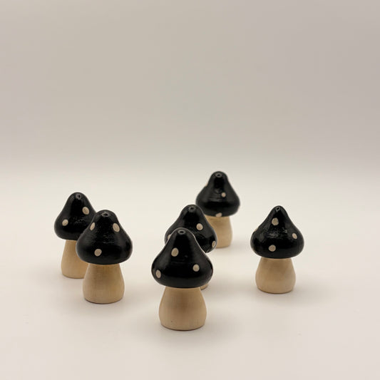 Mushrooms in Black Polka